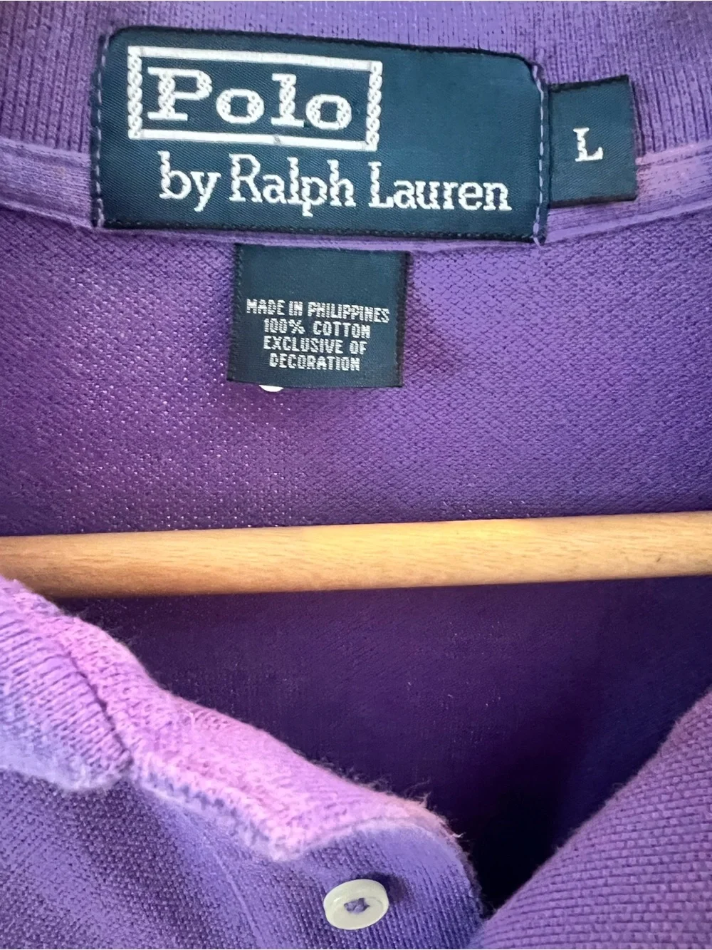 Ralph Lauren Classic Fit Polo Shirt Purple Green Pony Large Men's Short Sleeve